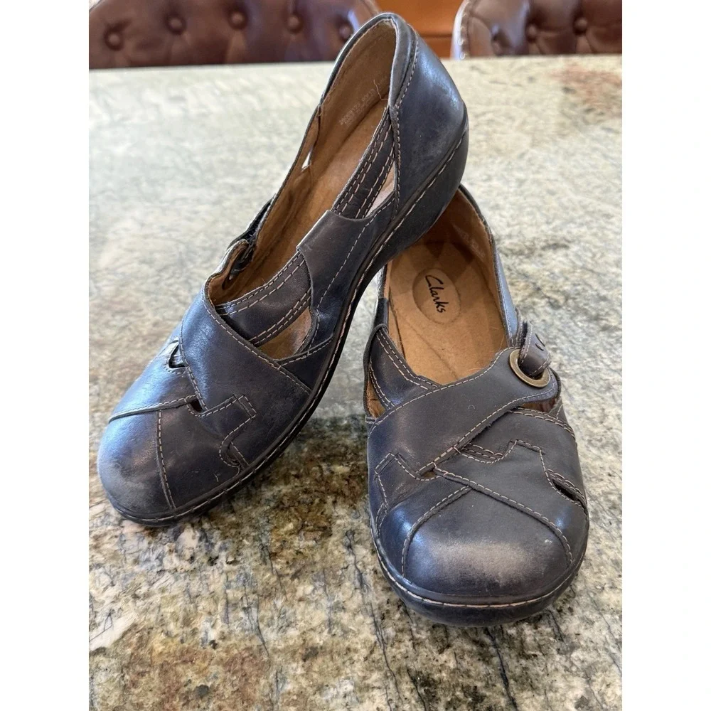 Clarks Ped Lite Megan Women's Slip-On Loafer Shoes Navy Size 10